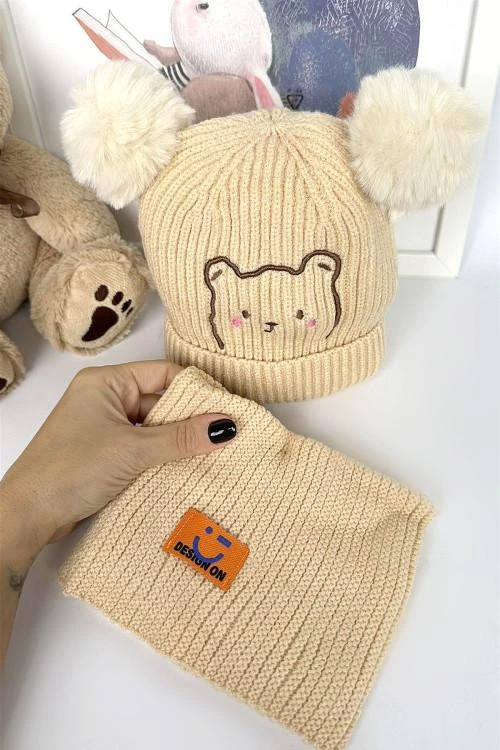Комплект детска шапка и шал за момичета от 2 до 4 г.