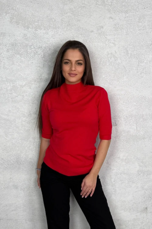 Ženska bluza sa kratkim rukavima i polo kragnom