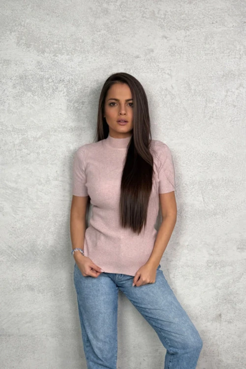 Ženska bluza sa kratkim rukavima i polo kragnom