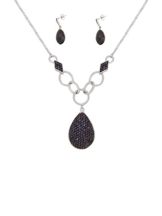 Ženska srebrna ogrlica i naušnice u kompletu sa kamenjem