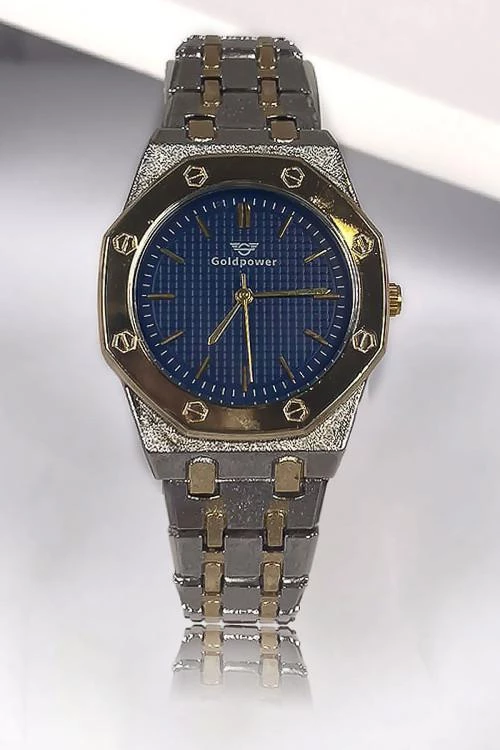 Мъжки часовник с двуцветна метална верижка