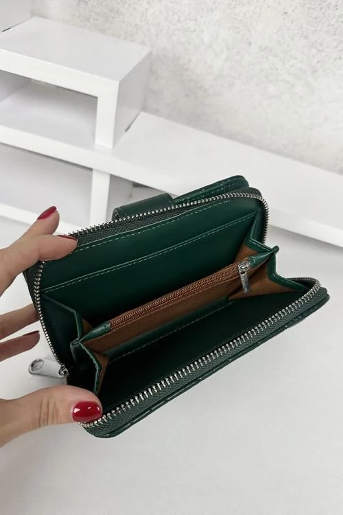Women's wallet with a zipper and a tick-tock button