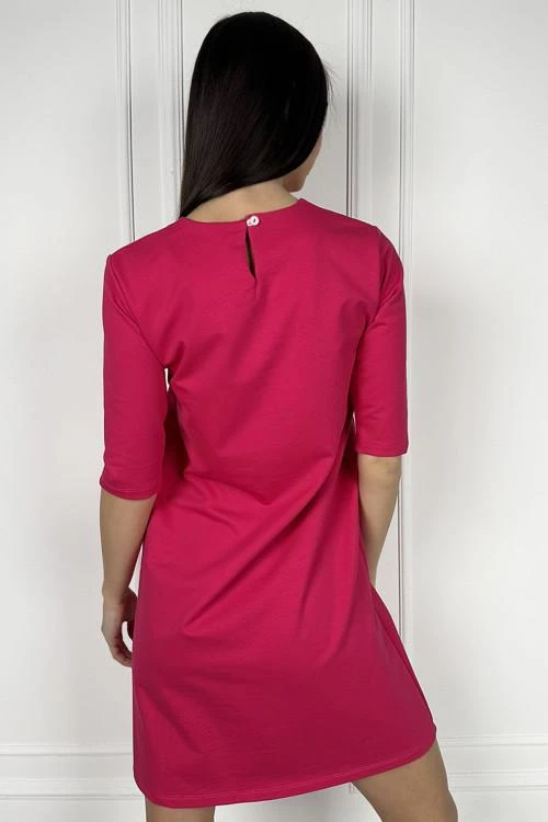 Ženska obleka s kratkimi rokavi in ​​žepom