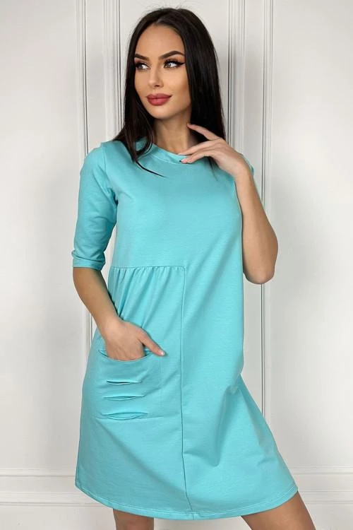 Women's dress with short sleeves and pocket