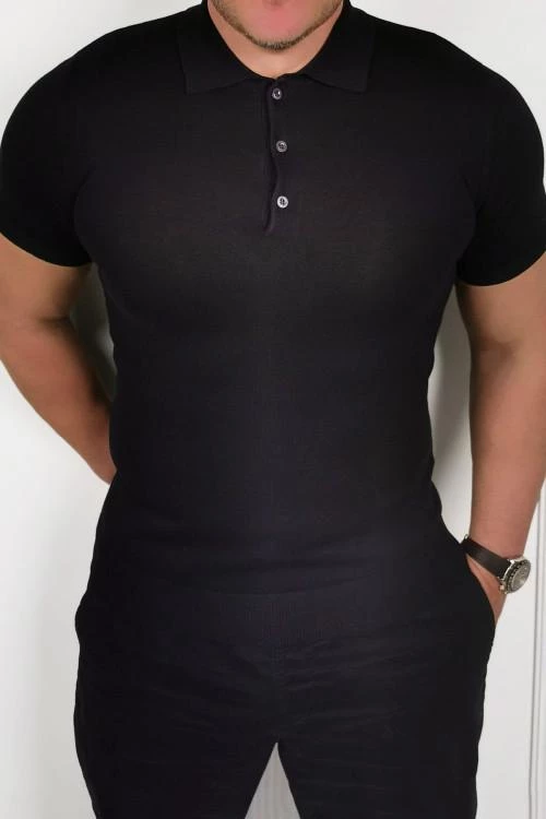Ανδρική μπλούζα με κοντό μανίκι και τρία κουμπιά