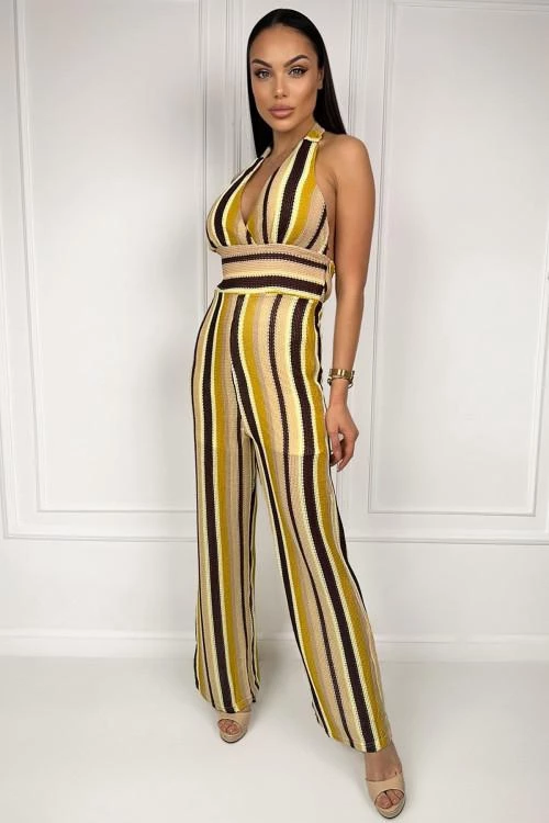 Women's jumpsuit with colorful stripes