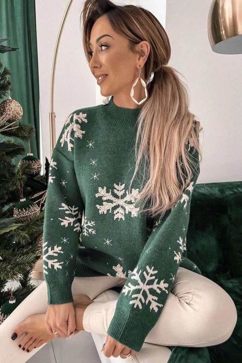 Дамски пуловер с коледен мотив