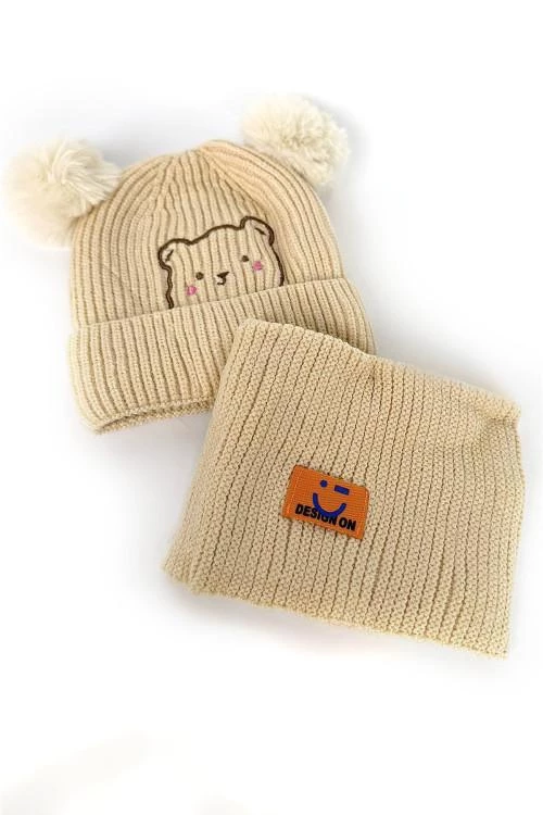 Комплект детска шапка и шал за момичета от 2 до 4 г.
