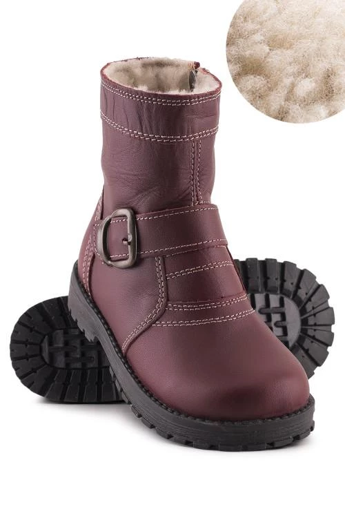 Детски боти от естествена кожа с топла подплата за момичета от 22 до 25 номер