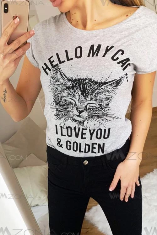 Tricou cu maneca scurta si imprimare pentru femei