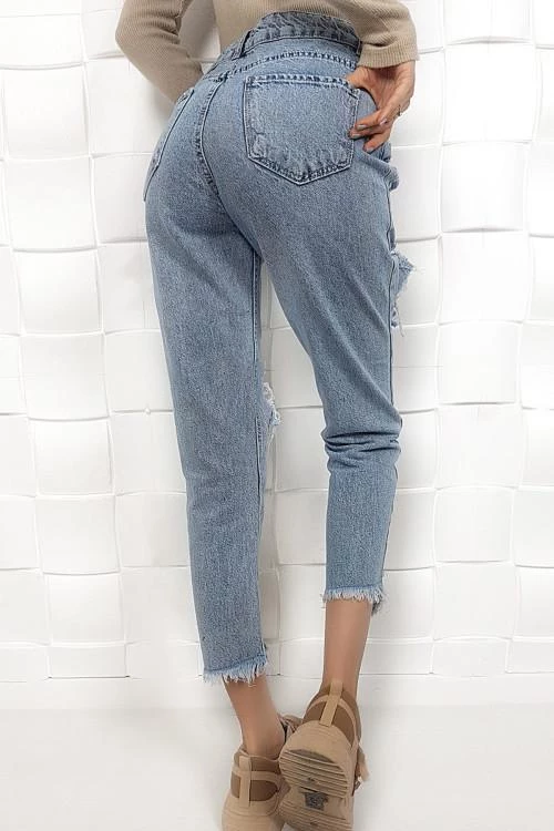 Szakadt hatású női farmernadrág