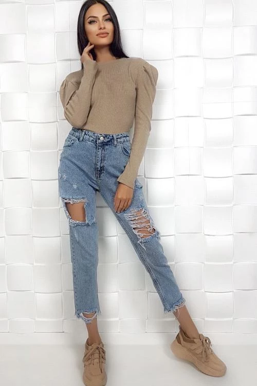 Szakadt hatású női farmernadrág