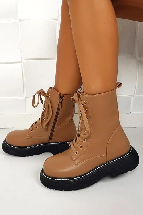 Дамски боти с връзки и цип
