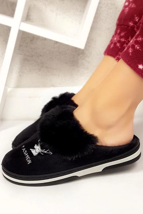 Papuci de damă cu puf