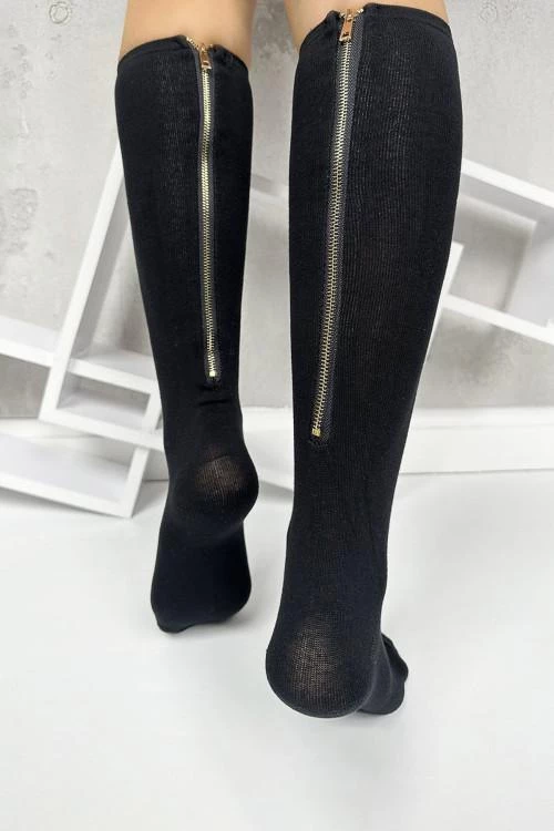 Γυναικείες μακριές κάλτσες με φερμουάρ