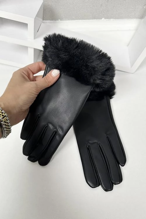 Mănuși cu puf pentru femei