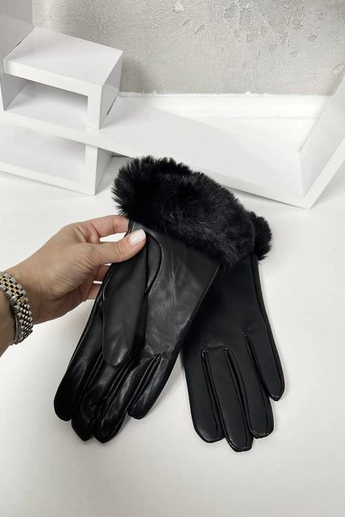 Mănuși cu puf pentru femei